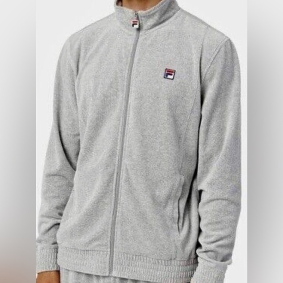 ***NEW Fila Heather Grey VELOUR Track Jacket with logo and weighted zipper (M) - Picture 14 of 16